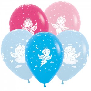 Воздушные шары с рисунком "Ангелы (4 дизайна)" , Ассорти Пастель