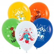 Воздушные шары с рисунком "Цирк", Ассорти Пастель, 5 ст. Sempertex