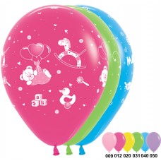Воздушный шар с рисунком " С Новорождённым" Ассорти Пастель. 5 ст. Размер 30 см