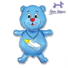 Фольгированный шар  Медвежонок мальчик (синий) / Bear boy 94*61 см.