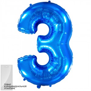 Цифра синяя 3