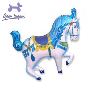Фольгированный шар на палочке Цирковая лошадь (синяя) / Horse Circus (14/36 см.)