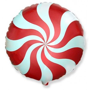 Фольгированный шар "Круг Карамель (красный) " размер  18/48 см.
