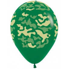 Воздушный шар с рисунком "Камуфляж" Темно-зеленый Пастель. Размер 30 см