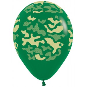 Воздушный шар с рисунком "Камуфляж" Темно-зеленый Пастель. Размер 30 см