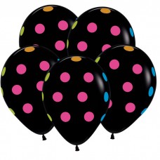 Воздушный шар с рисунком "Большие кружки Разноцветные Неон", Черный Пастель, 5 ст.. Sempertex