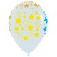 Воздушные шары с рисунком "Звезды Разноцветные Неон", Прозрачный, Кристалл, 5 ст., 5 цв. Sempertex