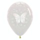 Воздушный шар с рисунком "Бабочки (3 дизайна)", Прозрачный Кристал, 5 ст.. Размер 30 см