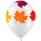 Воздушные шары с рисунком "Осенние листья Разноцветные (2 дизайна)", Прозрачный Кристал 5 ст