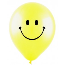 Воздушный шар с рисунком "Смайл желтый" пастель. Размер 30 см