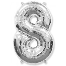 Фольгированный шар  "Цифра 8" серебро 102см