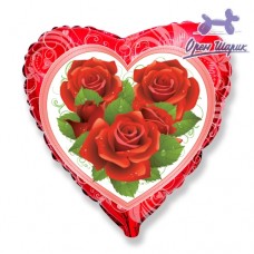 Фольгированный шар сердце(сердца) Розы / Roses (18"/48 см)