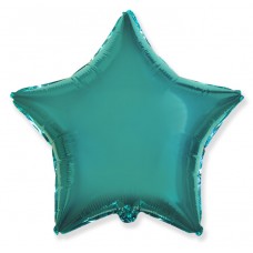 Фольгированный шар "Звезда Бирюзовый / Star Torquoise". Размер 18/48 см