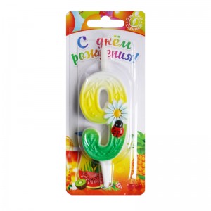 Свеча тортовая цифра "С ромашками" 9