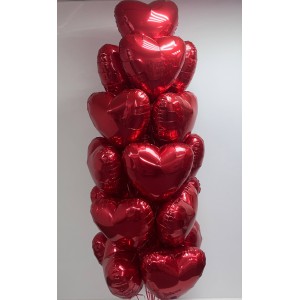 Букет из 21 красного сердца