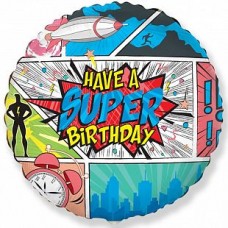 Фольгированный шар "Комиксы Супер ДР!" размер 19/48 см.