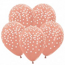 Воздушные шары с рисунком Конфетти, Розовое золото Метал